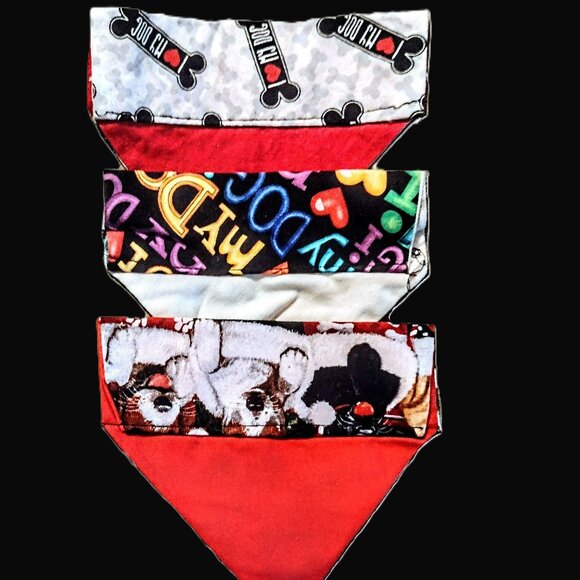 Dog & Puppy BANDANA ~ Set of 3 ~ Small, Over-the-Collar ~ Pet Fashion Accessory - Picture 3 of 15